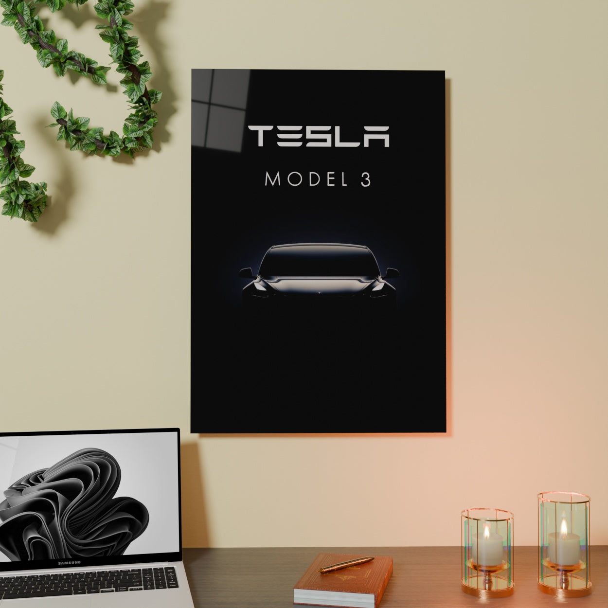 Tesla Model 3 – Metalposter in Premiumqualität
